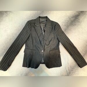 Banana Republic Women's Black Pinstripe Office Career Classic‎ Winter Blazer 8